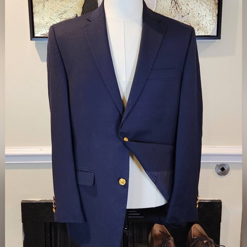 Polo Ralph Lauren Men's Modern Wool-Blend Gabardine Blazer, Navy, 40R